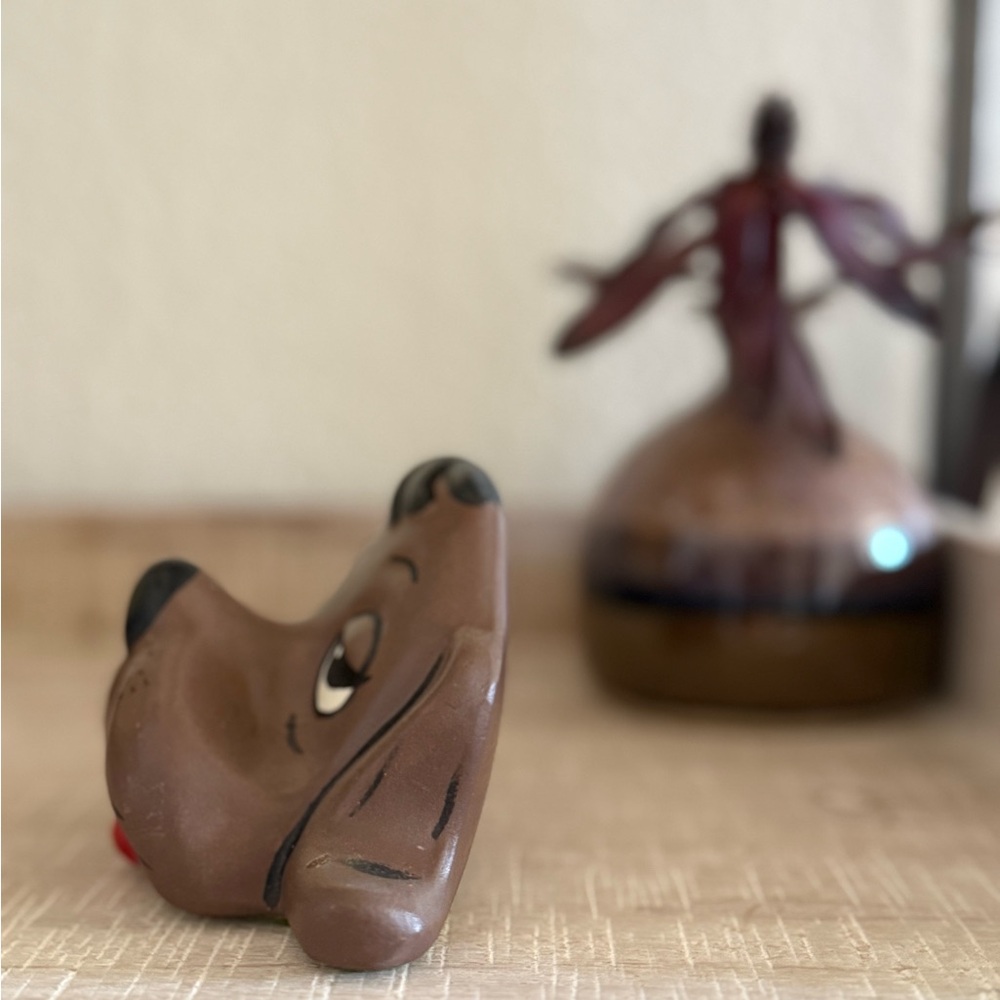 Vintage Brown Dog Head Ceramic Glasses Holder - Picture 4 of 9